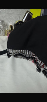 Short black ending beaded latkan Saudi Naqab